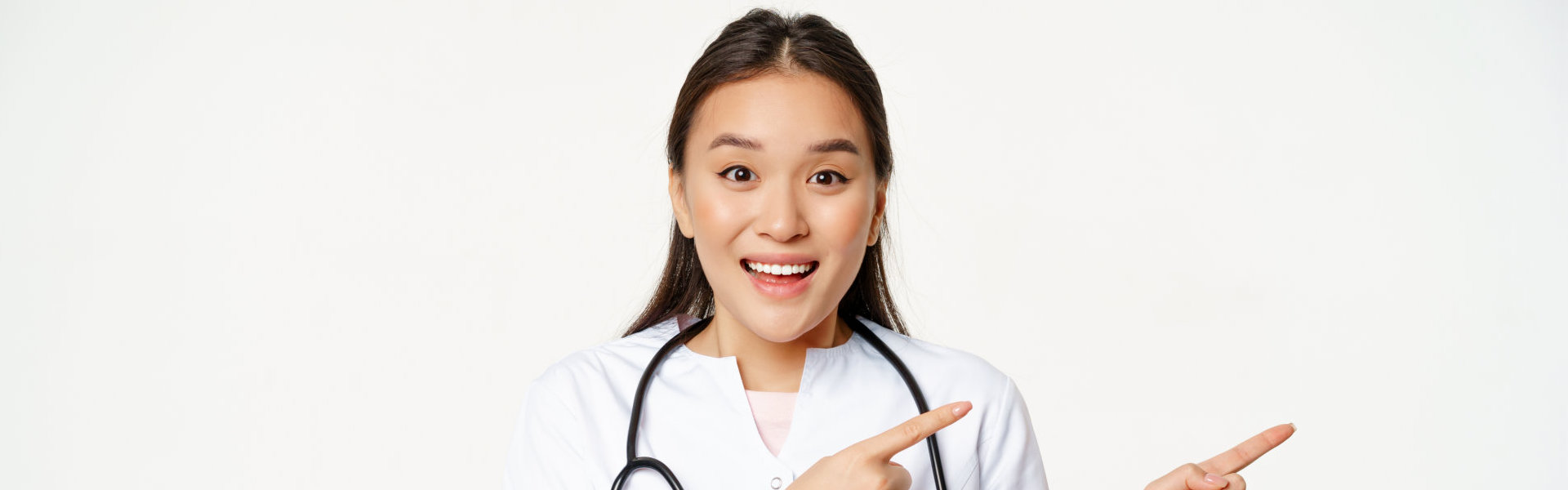 female doctor pointing her finger