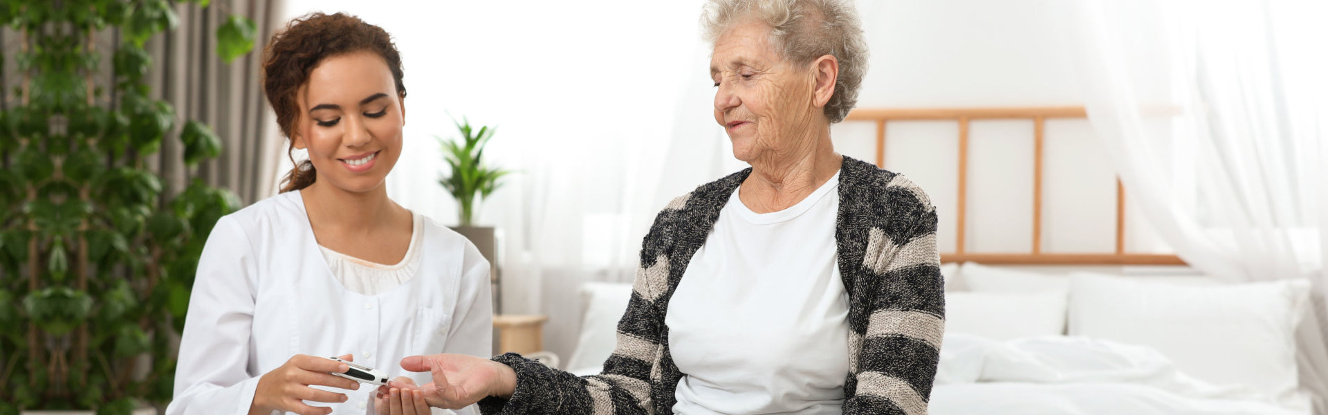 a female doctor checking the sugar of her patient